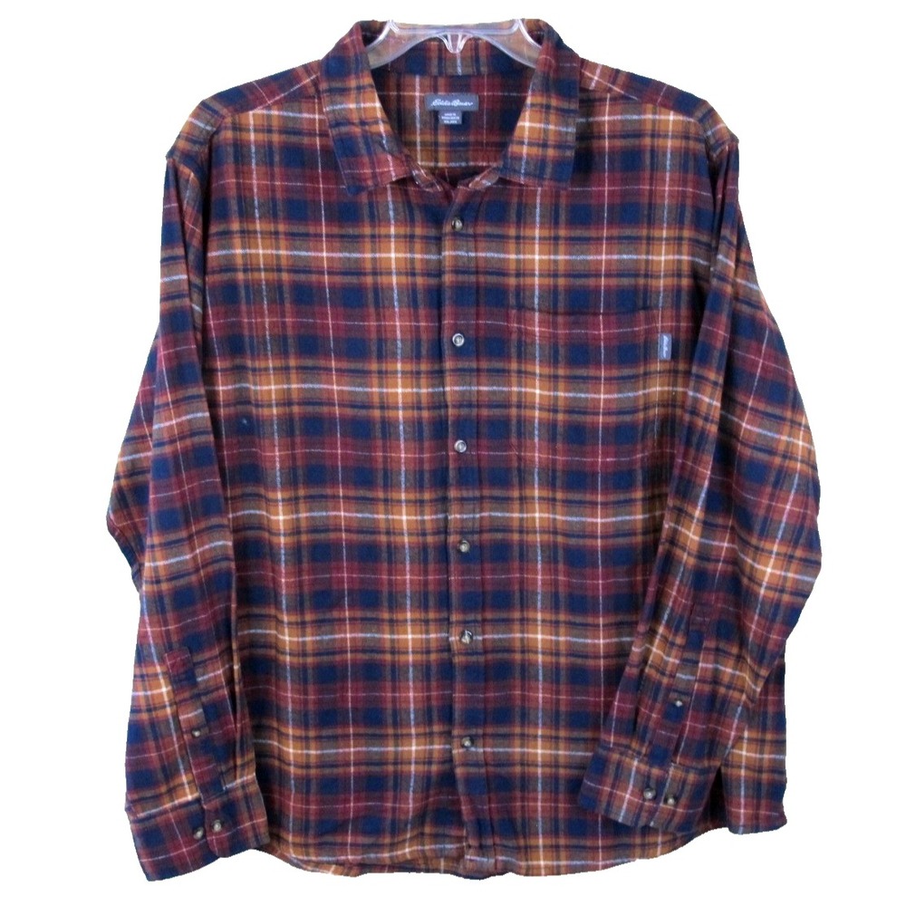 Eddie Bauer Long‎ Sleeve Button-Up Flannel Shirt Men's XXL Plaid
